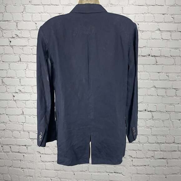 VTG Vestimenta Blue Linen Italian Lightweight 3 Button Blazer Jacket Size Medium - Picture 2 of 13